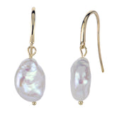 14K Yellow Gold Keshi Pearl Dangle Earrings